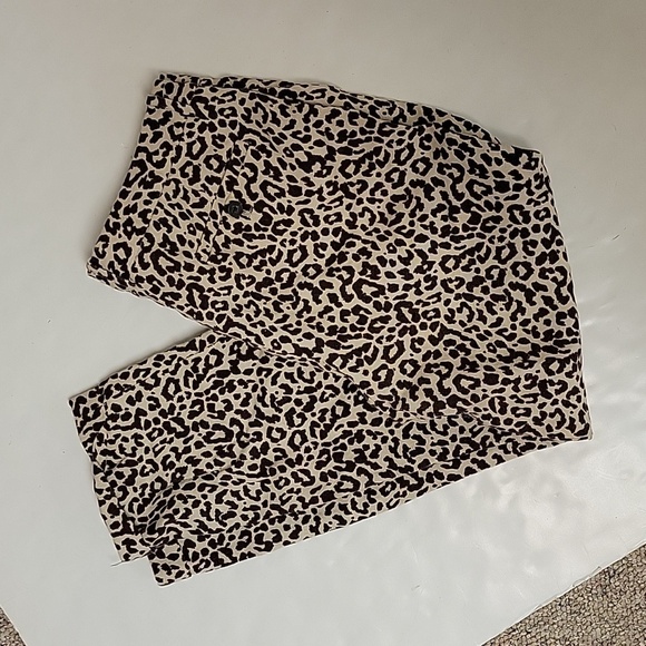 J Crew 100% linen leopard print trousers sz 8 - Picture 1 of 5